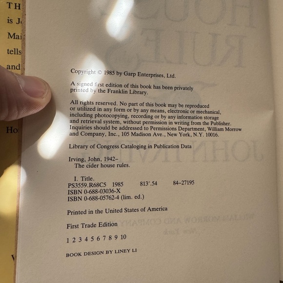 The Cider House Rules: 1st Trade Edition Hardcover: GUC: Bestseller: John Irving - Picture 6 of 6